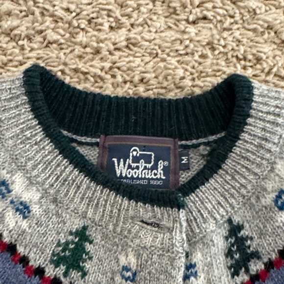 Vintage Woolrich Womens Fair Isle Mountain Button-up Wool Cardigan Sweater, sz M - Picture 3 of 14